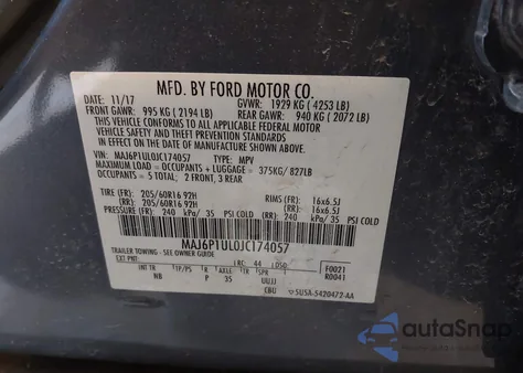 2018 Ford Ecosport Se из США, поврежденный, VIN MAJ6P1UL0JC174057